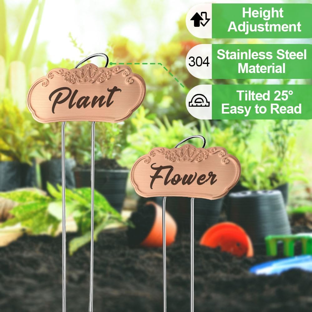 Metal Plant Labels,Tall Outdoor Garden Markers for Flower, Fruit and Vegetable, 304 Stainless Steel Weatherproof Signs