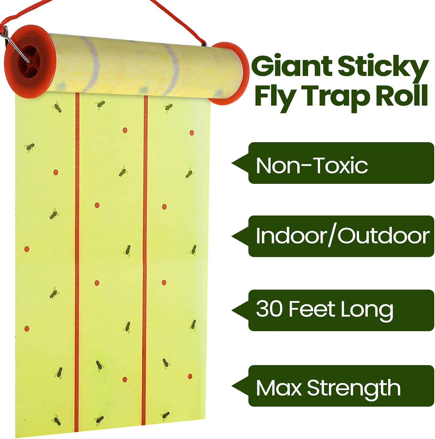 Qualirey 15 Pcs Giant Flypaper Fly Traps, 295ft Sticky Yellow | Roll Fly Tape for Indoor Outdoor, Non Toxic Sticky