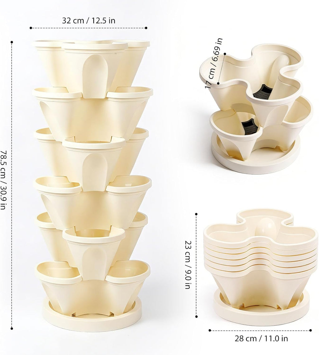 Roixeeds Vertical Planter Tower - 6 Tier Stackable Garden Planters for Strawberries, Herbs, Flowers, Vegetables, Indoor