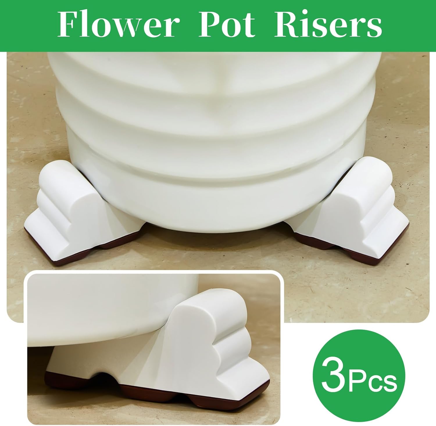 Kigeli 3 Pcs Large Resin Pot Feet 4.92 Inch Long 2.4 Inch Tall for Outdoor Planters Flower Handmade Elevator Plant Feet