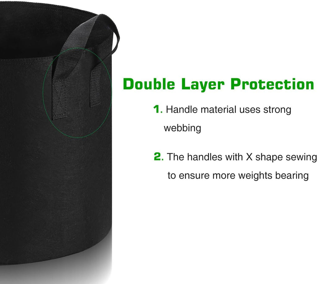 12-Pack 10 Gallon Grow Bags Heavy Duty Thickened Nonwoven Fabric Pots with Durable Handles