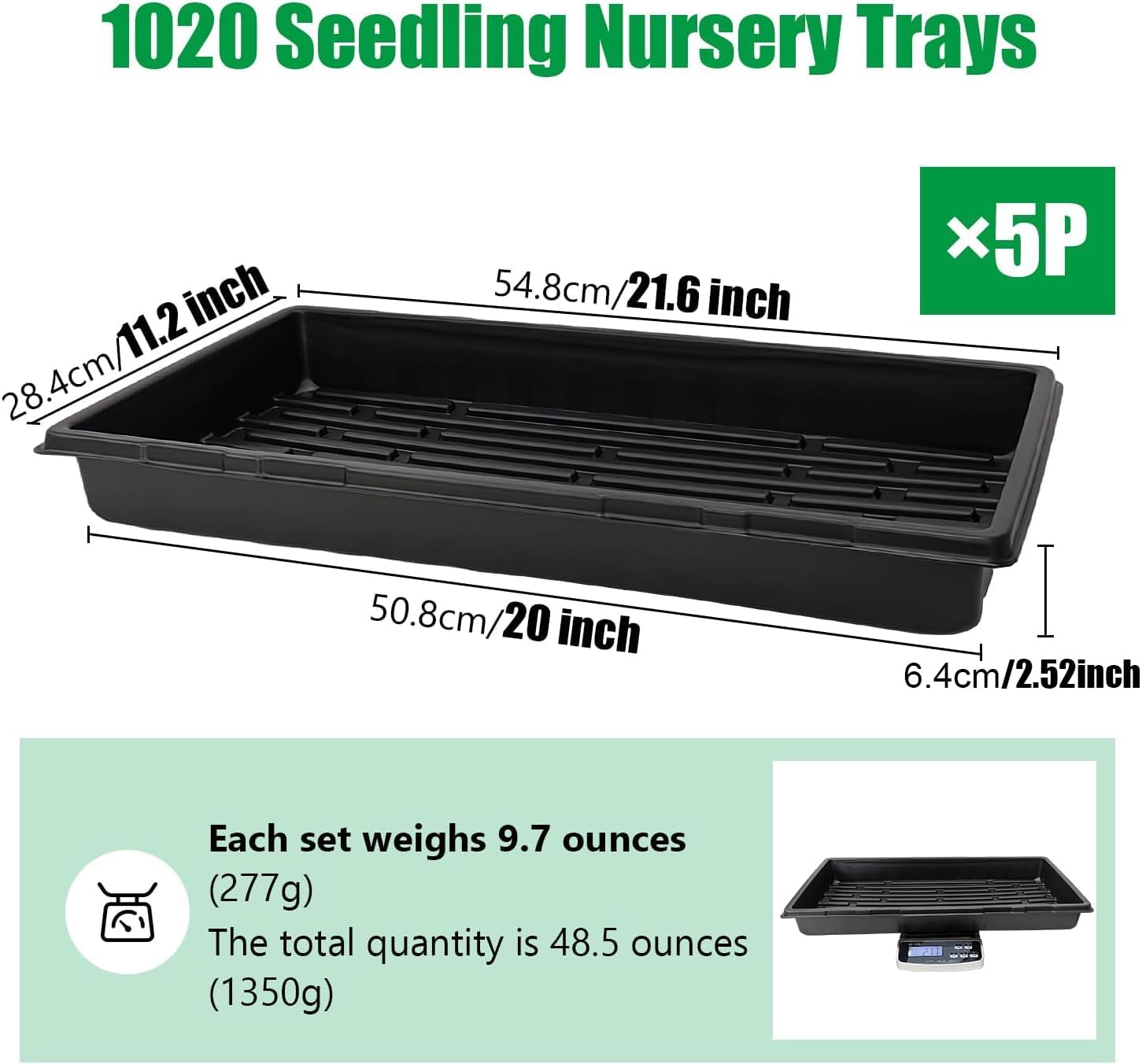 RooTrimmer Plant Growing Nursery, Standard 1020 Trays Plastic Sturdy Farmer Self Seedling Tray for Microgreens Indoor