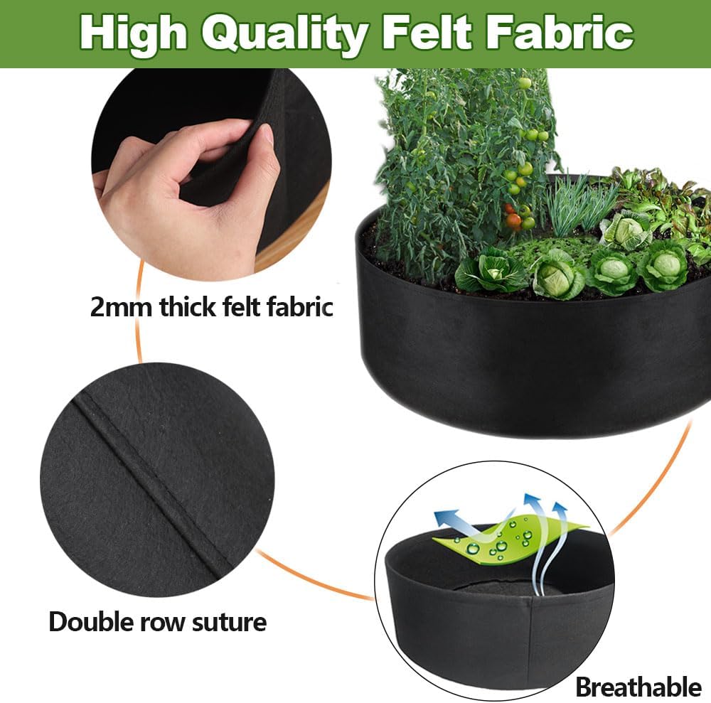 Grow Bag, 2-Pack 50 Gallon Fabric Pots Round Raised Garden Bed Planter | Breathable, Reusable, for Planting Herb