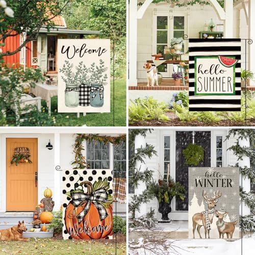 AVOIN colorlife Set of 12 Seasonal Holiday Garden Flags 12x18 Inch