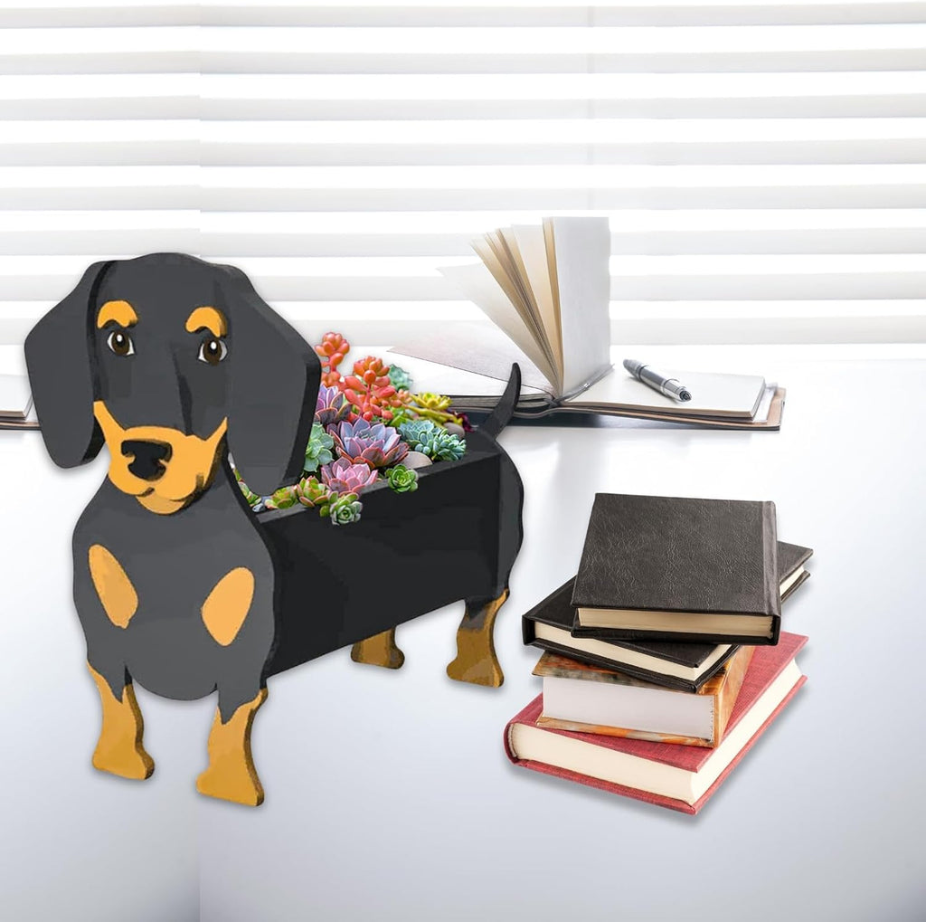 Dachshund Dog Planter Pots, Animal Shaped Flower Pot | Large Cute Plant Gift for Women and Pet Lovers, Indoor Outdoor