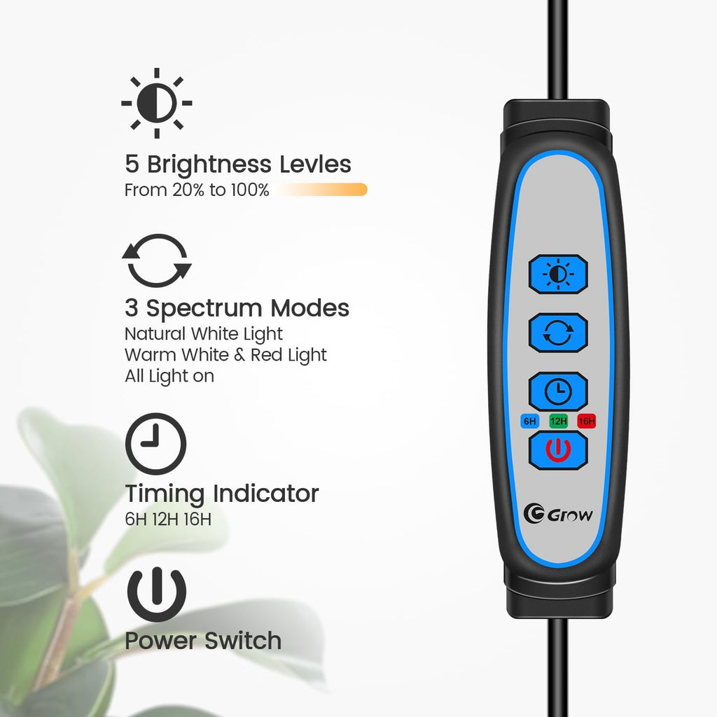 Grow Lights for Indoor Plants, Full Spectrum with Stand, 80 LEDs | 6000K Floor Plant Light, 3 Color Modes, Timer