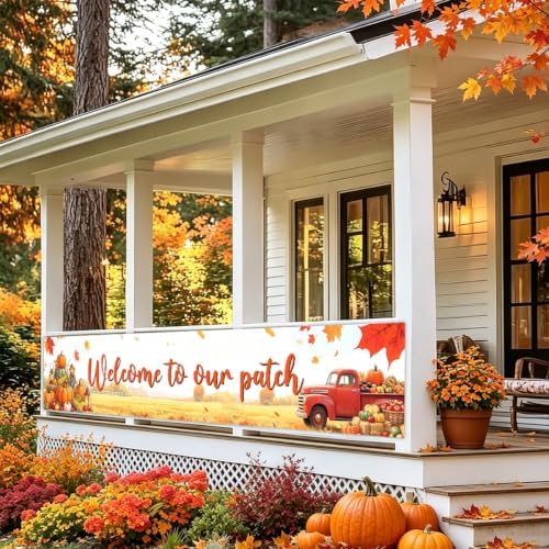 Welcome to Our Patch Fall Banner Pumpkin Patch Thanksgiving Yard Sign Decor