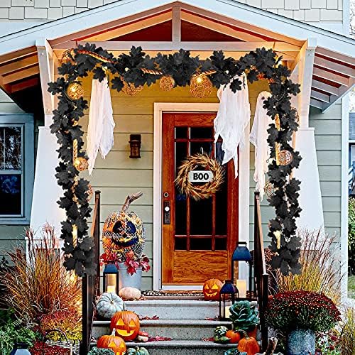 Black Leaf Garland, 8PCS Artificial Hanging Fall Maple Vines