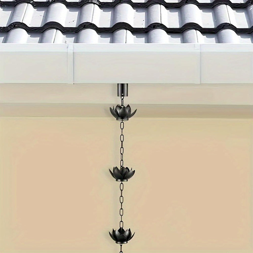Lotus Rain Chain 3.93ft Rust Resistant Rain Catchers for Divert Water | Decorative Rain Chains with Heavy Crystal