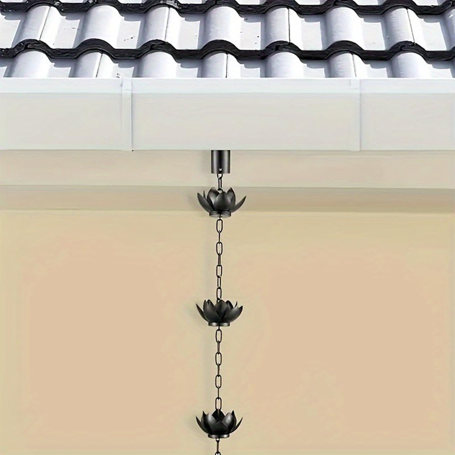 Lotus Rain Chain 3.93ft Rust Resistant Rain Catchers for Divert Water | Decorative Rain Chains with Heavy Crystal