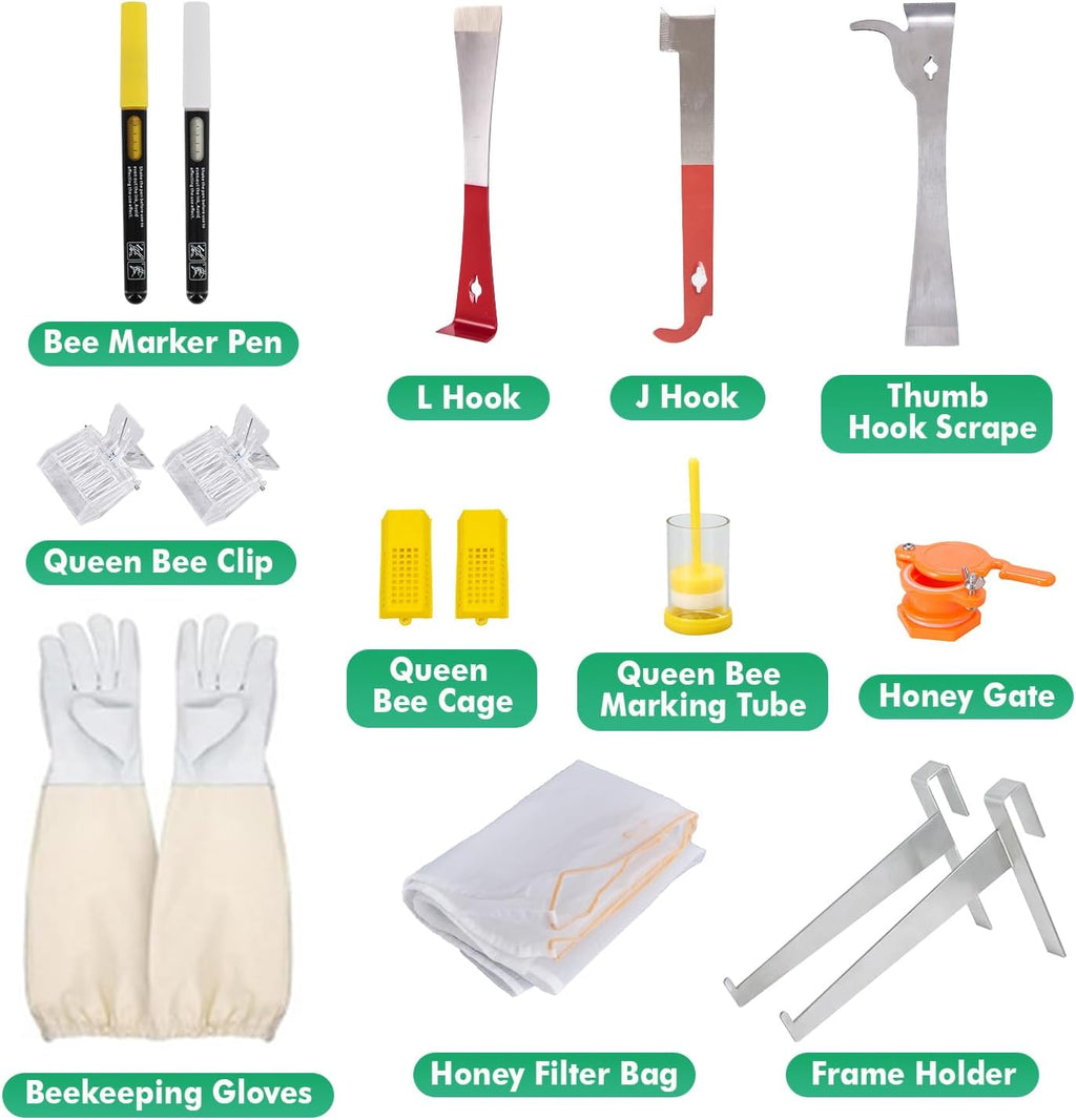 Honey Lake 31Pcs Beekeeping Supplies Starter Kit with Bee Suit – Includes Bee Smoker, Beehive Frame Holder, Frame Grip