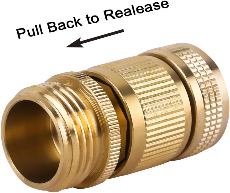 Garden Hose Quick Connect Solid Brass Quick Connector 3/4 inch GHT (6 Sets)