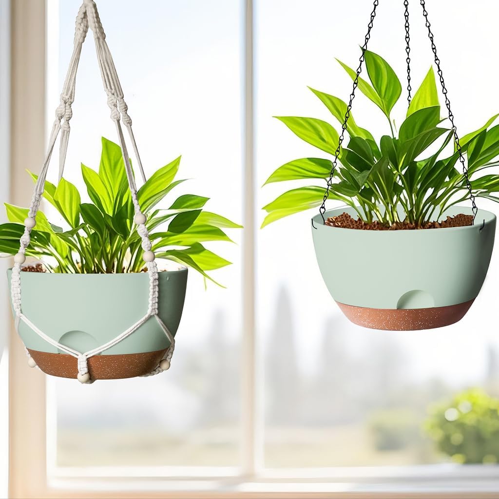 12 Inch Hanging Baskets for Plants Outdoor, Hanging Planters for Indoor Outdoor Plants, Hanging Planter with Self