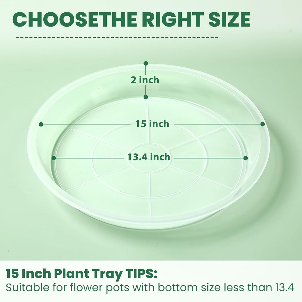 15 16 17 18 19 20 21 22 Inch Clear Plastic Plant Saucers for Indoors, Durable Plant Trays for Pots and Plant Water