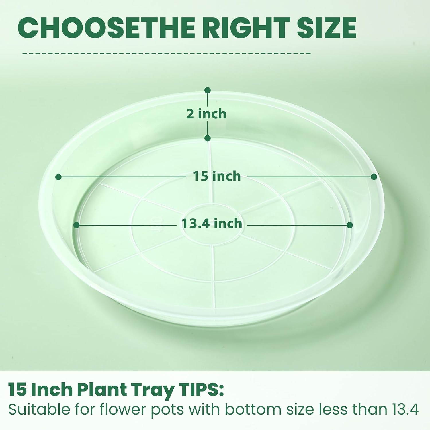 15 16 17 18 19 20 21 22 Inch Clear Plastic Plant Saucers for Indoors, Durable Plant Trays for Pots and Plant Water