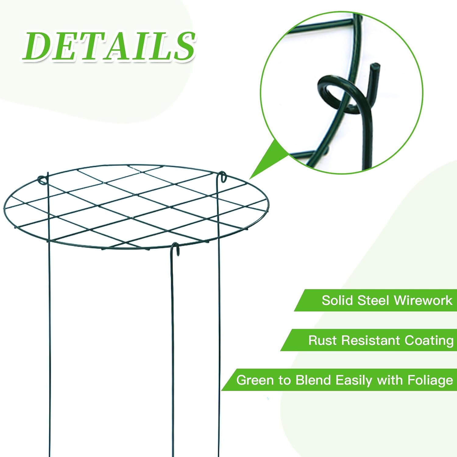 12 Pack Peony Cages and Supports 16 x 24 Inch Grow Through Plant Support Peony Support Ring for Outdoor Plants
