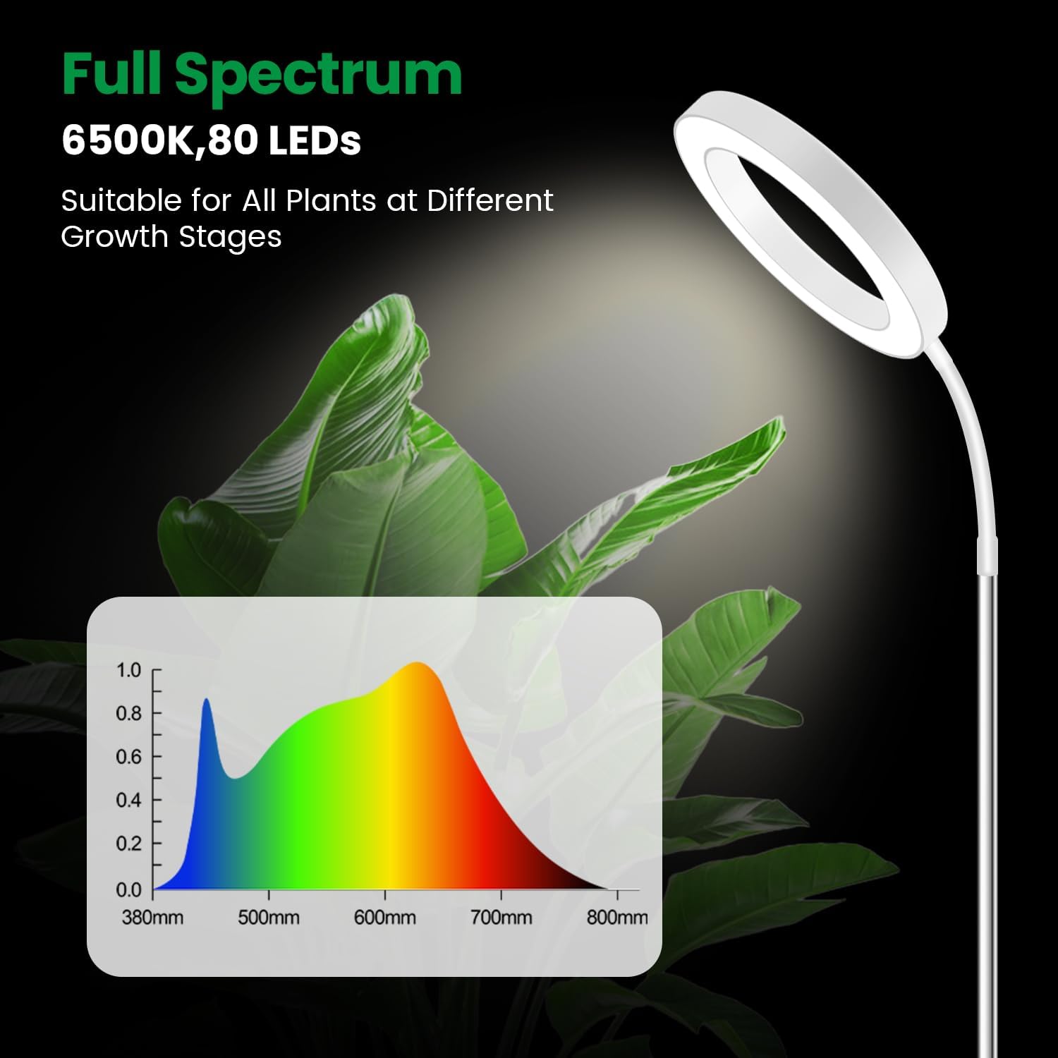 Halo Grow Light, Full Spectrum with Gooseneck, 3 Pack | 6000K Plant Light,3 Colors Modes,5 Dimmable Levels,6/12/16H