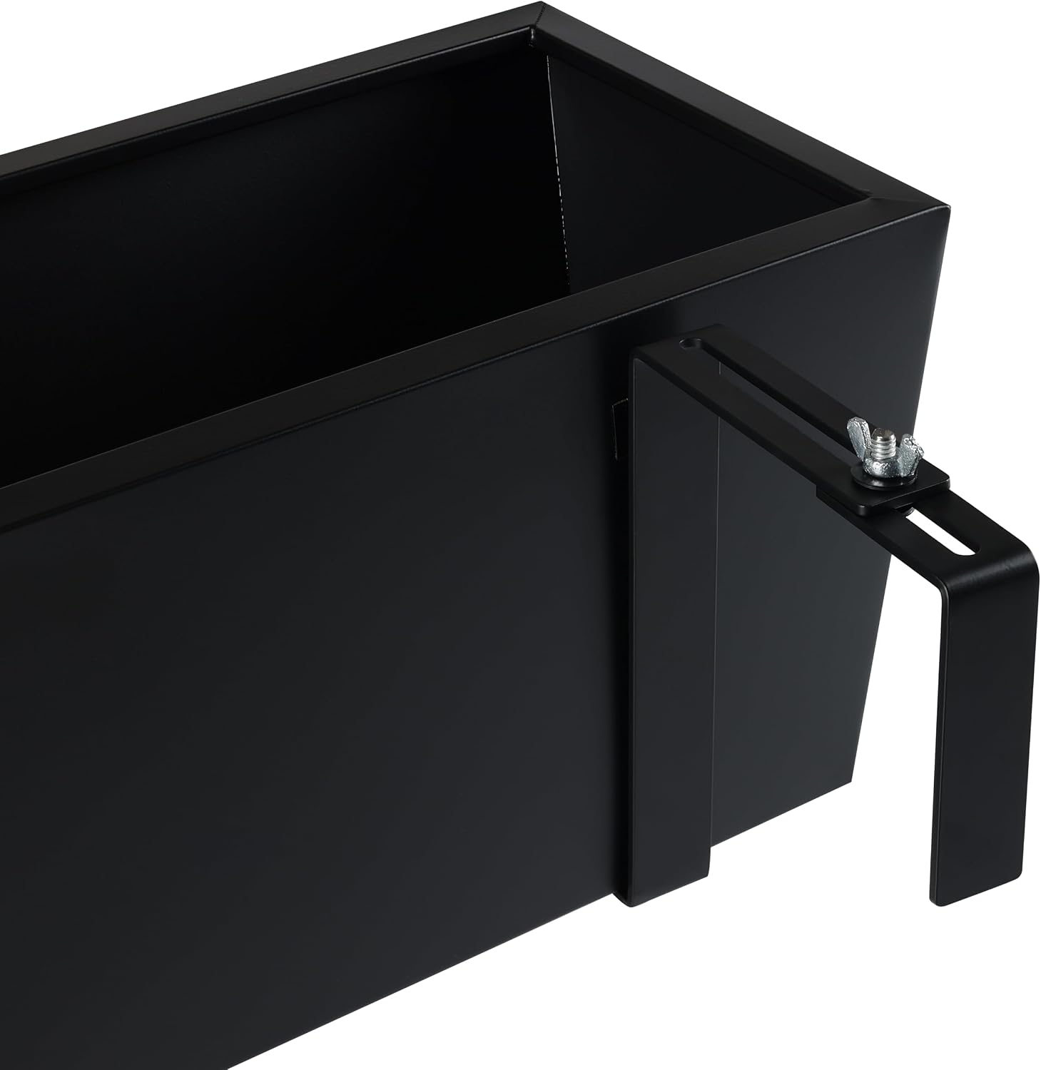 BIRDROCK HOME 2pk Metal Railing Planter Box | Flower Boxes for Deck Railings | Adjustable Rail Hanging Bracket | Black
