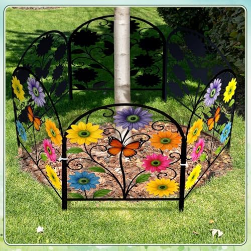Yaocom 6 Pack Flower Garden Fence 16.5" H x 11.8" W Yard Decor