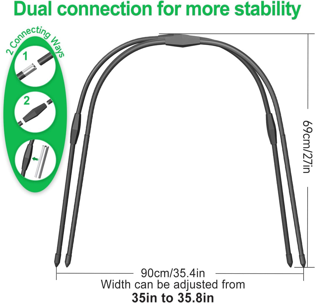 8pcs Garden Hoops for Raised Beds, 37.4"x 27.5" Greenhouse Hoops for Row Cover Garden Netting, Rust-Free Garden Tunnel
