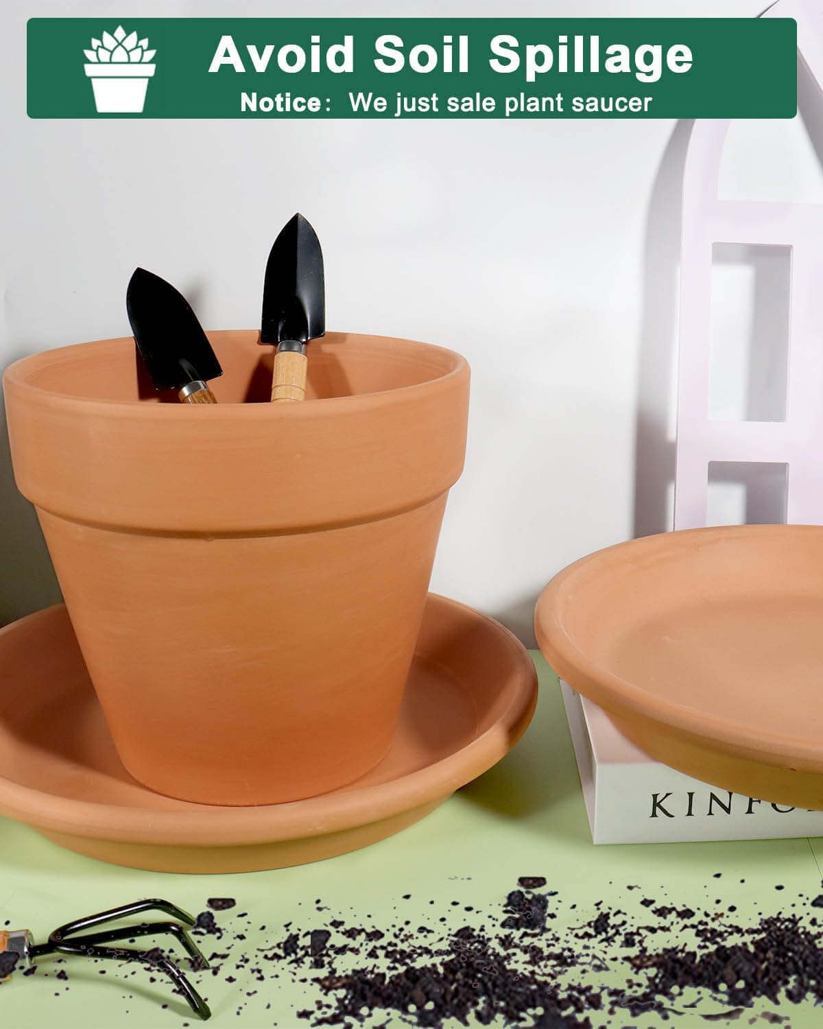11 Inch Terracotta Plant Saucer Pots Tray - 3 Pcs Round Planter Saucers for Indoor & Outdoor Plants, Large Clay Trays
