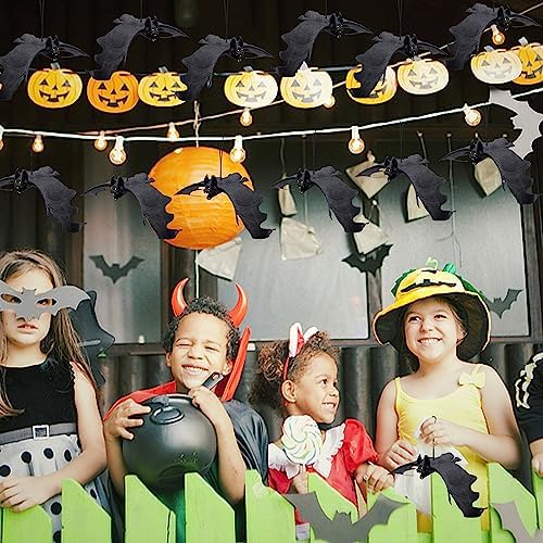ATDAWN Halloween Hanging Bats, Rubber Bats, Realistic Looking Spooky Bats, Flying Bats Halloween Decoration, 12 Pack