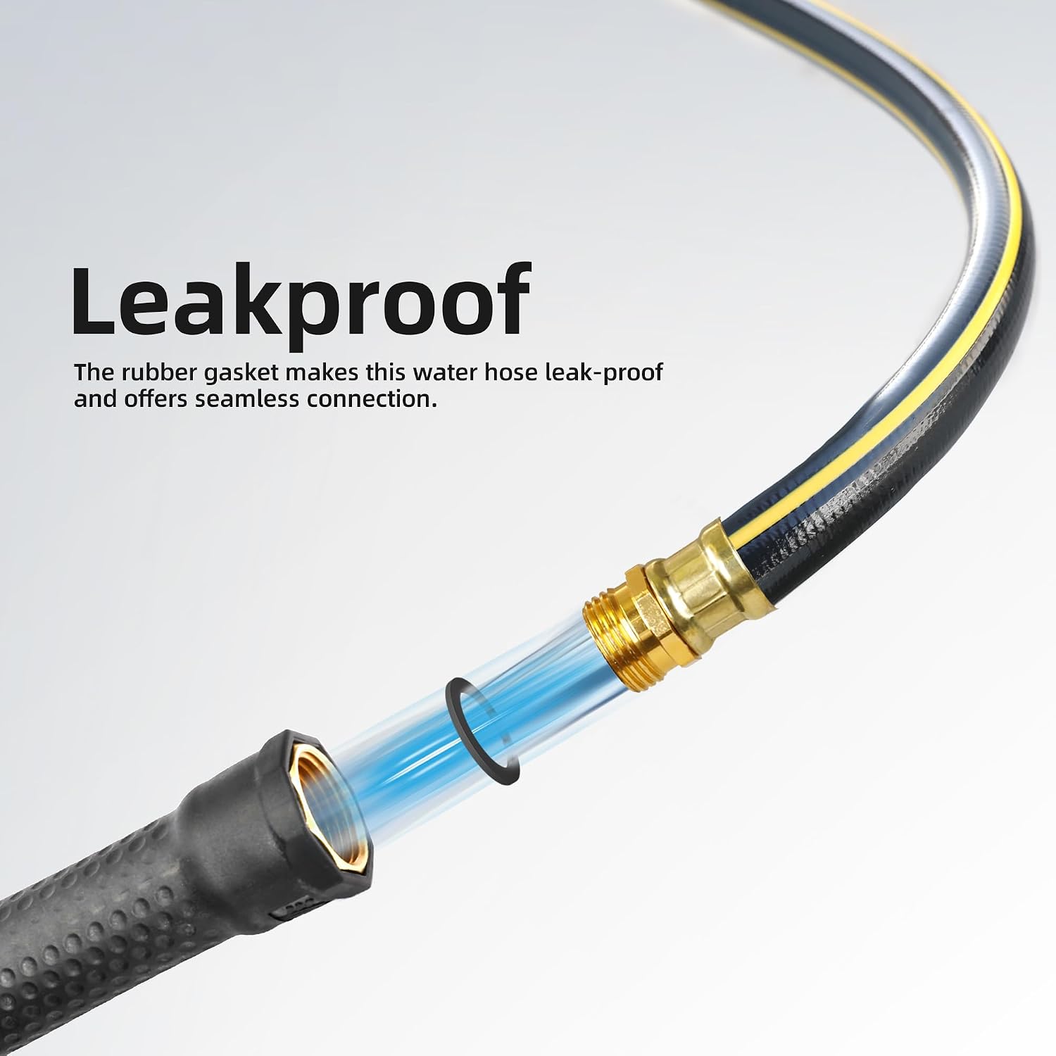 Solution4Patio Long Black Garden Hose 5/8 in. x 50 ft. -Kink Free, No Leaking, Male/Female Fittings -Heavy Duty Durable