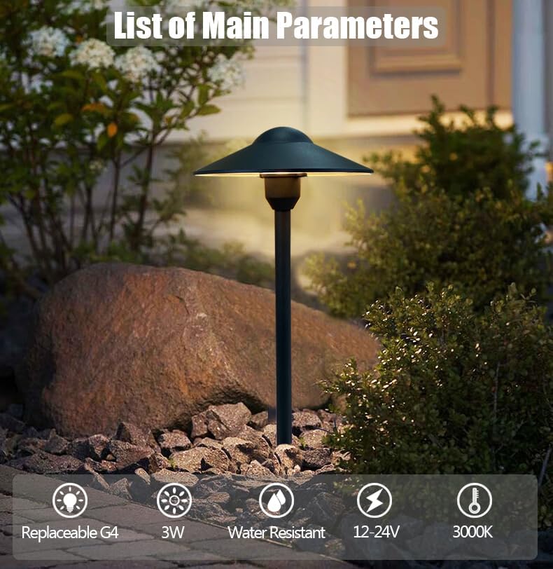 Low Voltage Pathway Lights Landscape Lighting,Replaceable G4 LED | 12-24V Aluminum Path Light Garden Driveway Walkway