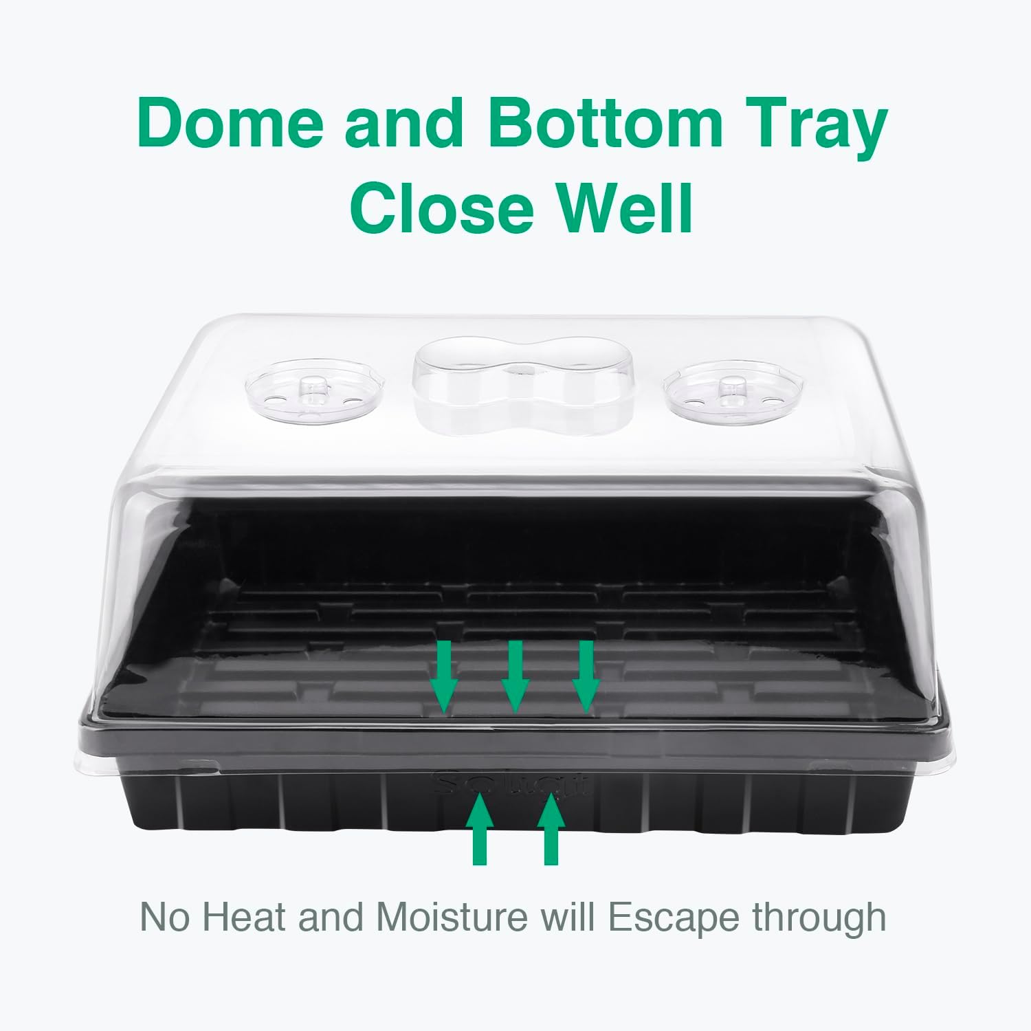 SOLIGT Thick Plastic 5-Set Strong Seed Starter Trays with 5" Humidity Domes | for Seed Starting, Germination, Seedling