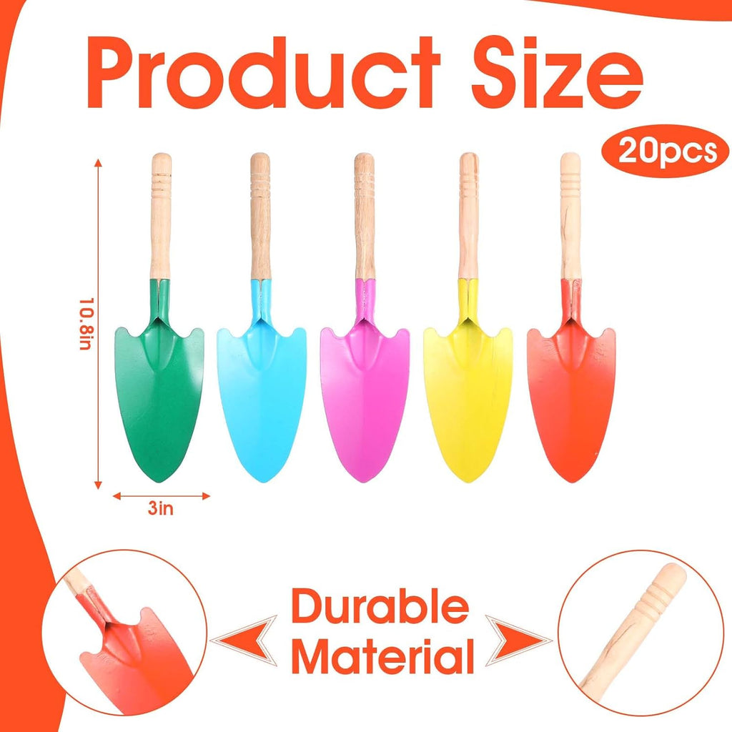 20 Pcs Colorful Metal Hand Shovel Digging Trowel Set Transplanting Garden Shovel for Flower Soil Planting Women Men