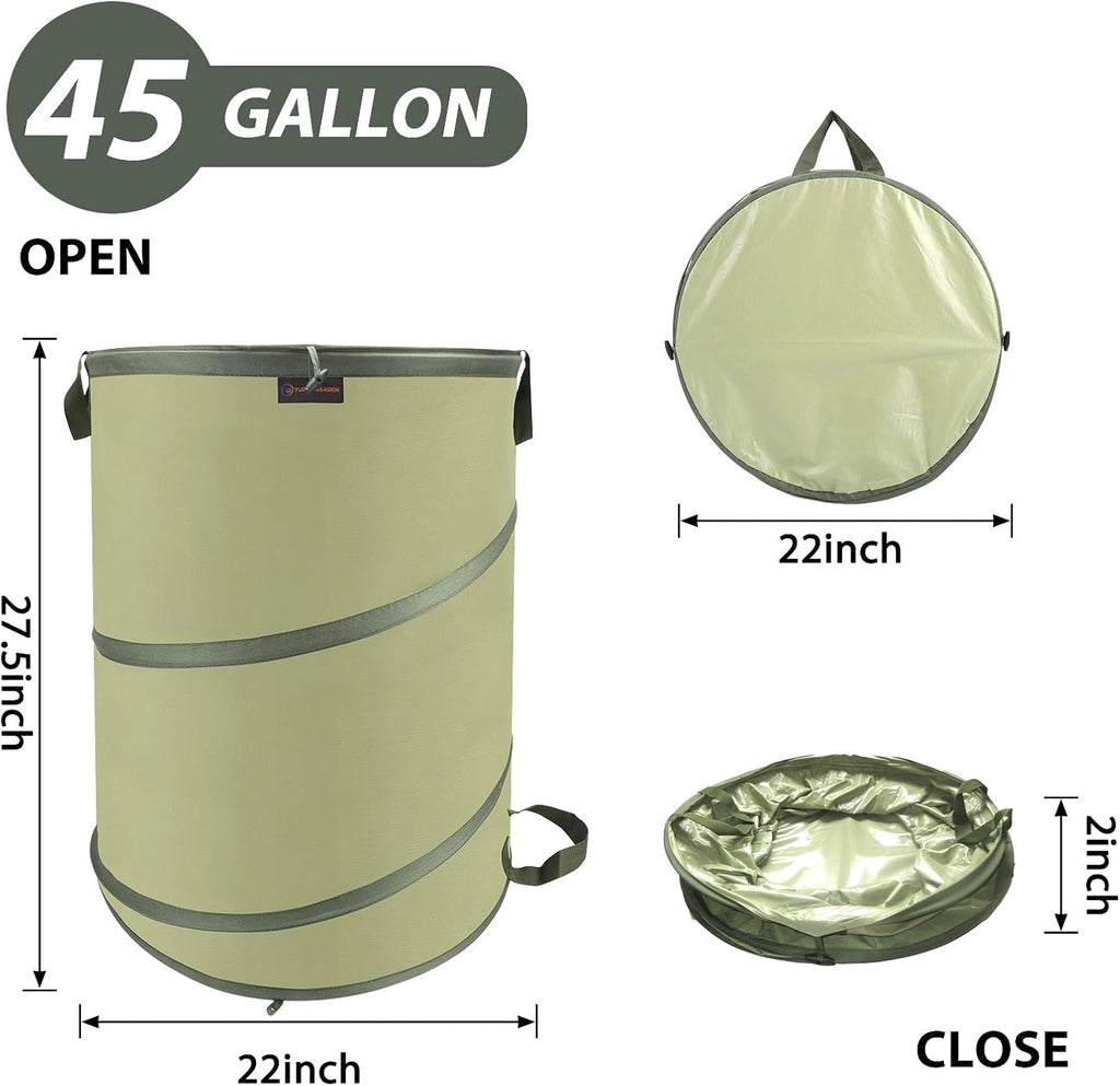 YUDI & GARDEN 45 Gallon Collapsible Garden Bag | Collapsible Trash Can, For Gardening Cleanup, Outdoor Activities