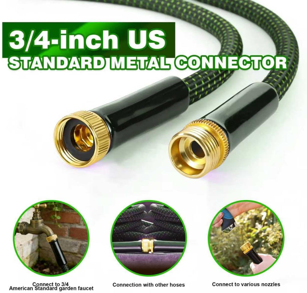 Garden Hose 50ft - Lightweight Water Hose, with 10-Pattern Nozzle, Triple-Layer Construction, All-Weather Hose,Flexible
