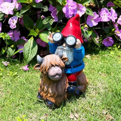 Solar Highland Cow Gnome Garden Statues Large Outdoor Decor