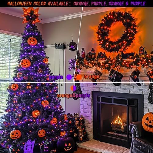 JMEXSUSS 200 LED Orange Purple Halloween Lights for Halloween Decor