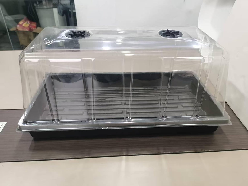 1020 Seed Starting Trays with Tall 7.3" Humidity Dome, No Hole, 5-Pack | Heavy Duty Plant Tray with High Lid for Taller