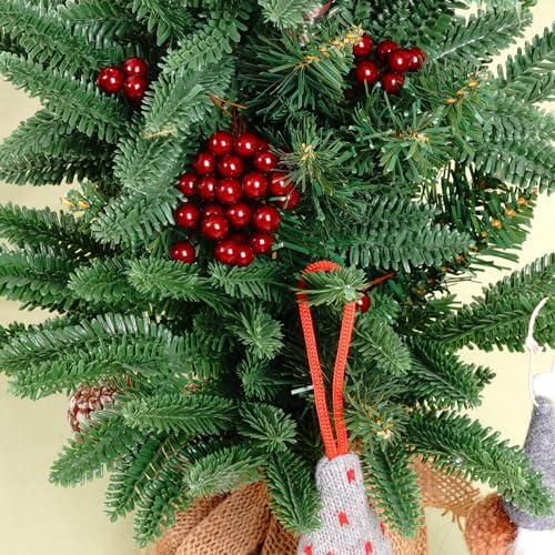 Lystaii 200pcs Artificial Holly Berries Mini 10 mm Christmas Fake Berries with Wire Stems Artificial Berry Fake Berry Stems Picks for Christmas Tree Decorations Wreath Wedding Party Decor (Wine Red)