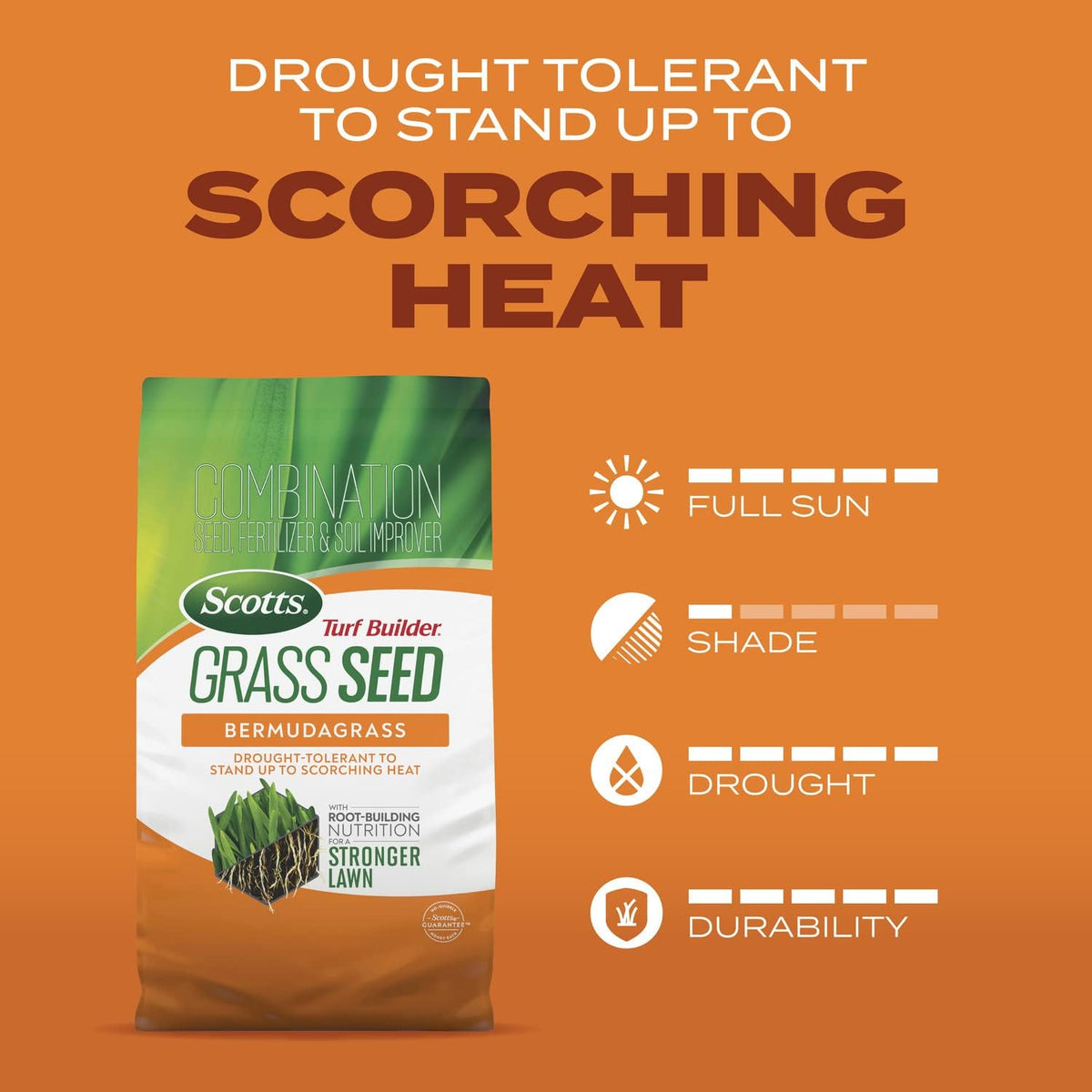 Scotts Turf Builder Grass Seed Bermudagrass, 4 lbs. | Lawn Seed with Grass Fertilizer and Soil Improver