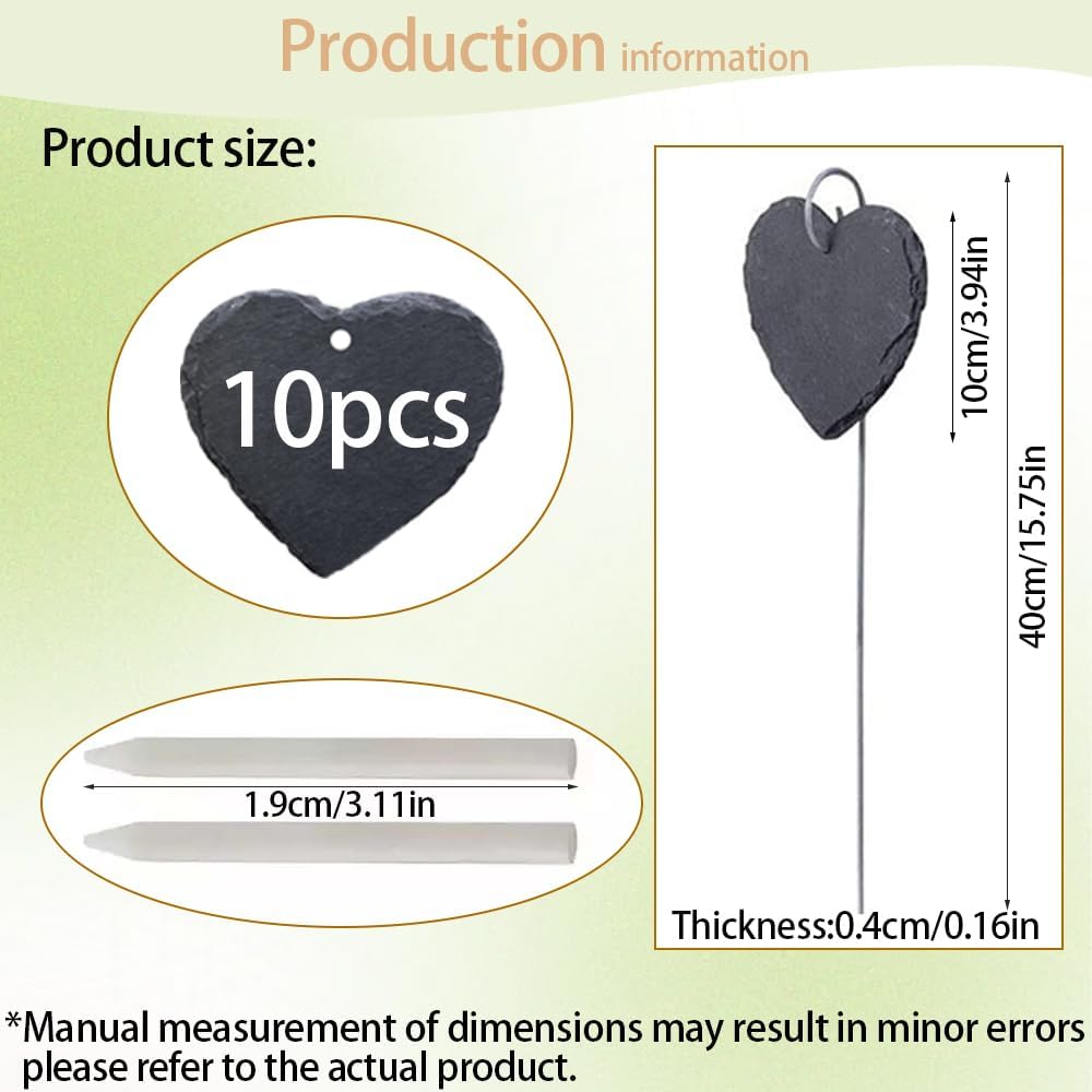 Slate Plant Labels Garden Markers Signs Labels with Stainless Steel Stake & Marker Pen Waterproof Slate Plant Labels