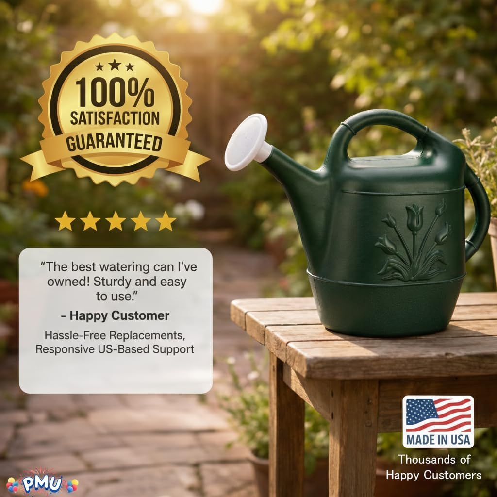 PMU 2 Gallon Watering Can - Garden Watering Can for Indoor & Outdoor Plants - Plastic Water Can with Detachable