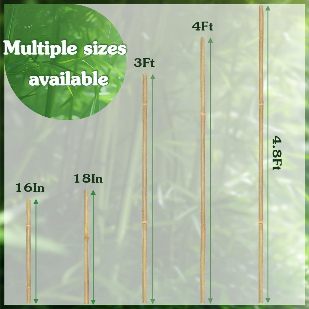 Plant Stakes, 4 FT Natural Bamboo Stakes Plant Support Stakes - 25Pcs | Bamboo Sticks for Indoor Plants, Ideal Climbing