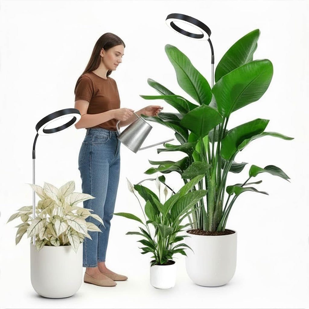 Grow Light for Indoor Plants, 6.3" Full Spectrum LED Plant Grow Light, 11.8-63in Height Adjustable Growing Lamp with Auto Timer 3H/9H/12H, 10 Dimmable Levels (Black 2 Pack)