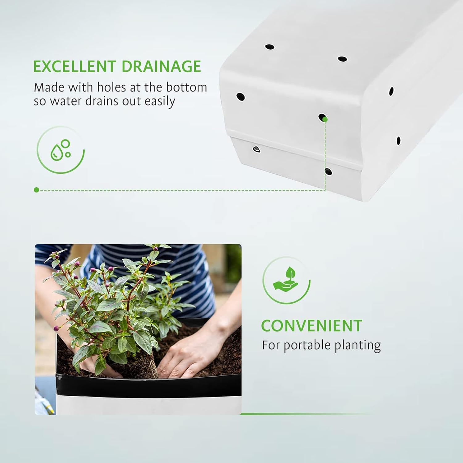 25-Pack 5 Gallon Grow Bags for Plants, Black-and-White Panda Film Containers Thick Plastic Bag for Potting Seedlings