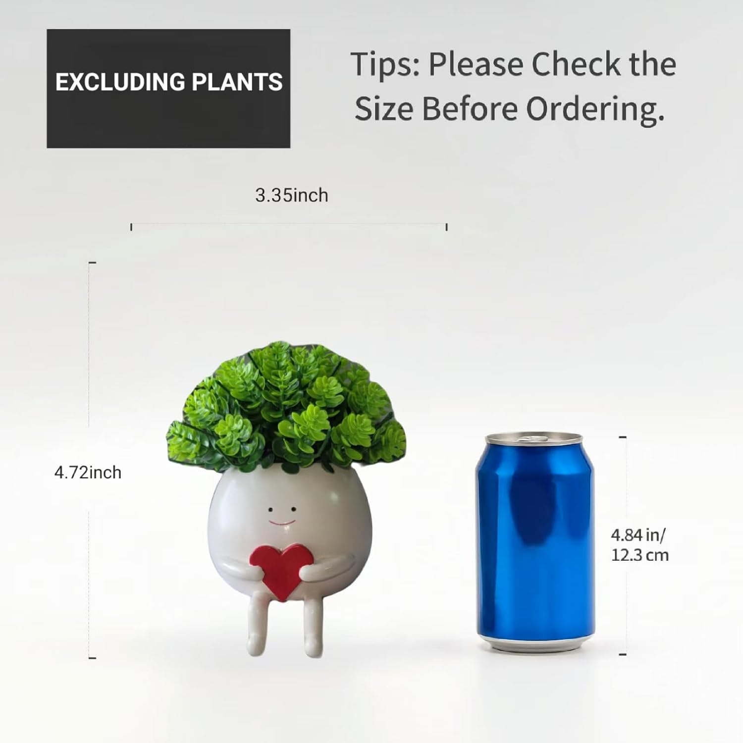 Loving Heart Resin Face Planter, Cute Plant Pot Funny Succulent Pots, Plant Lover Gifts for Women, Indoor Outdoor Desk