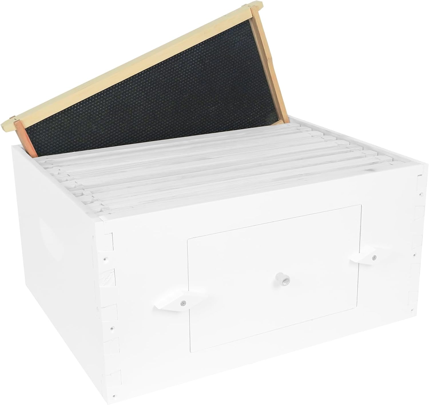 BeeTech 10-Pack Deep Brood Box Wooden Beehive Frames and 100% Beeswax Dipped Plastic Foundations for Beekeeping