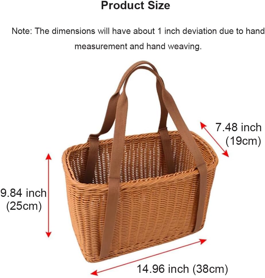 Large Wicker Picnic Basket, Garden Harvest Basket, Wicker Shopping Baskets with Cloth Handles, Reusable Handwoven