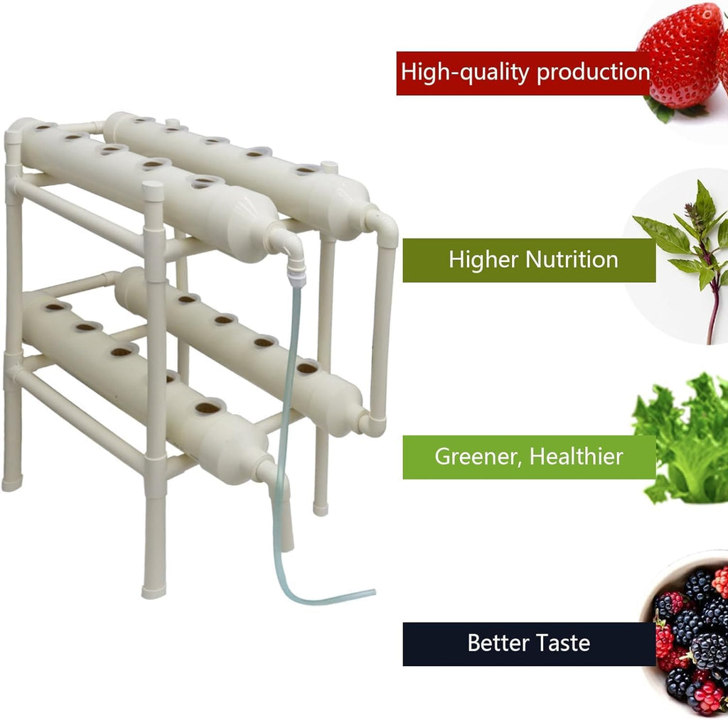INTBUYING Hydroponic Growing System 20 Holes 4 Pipes 2 Layer Plant Site Grow Kit with 110V Pump Extra-Lage Planting