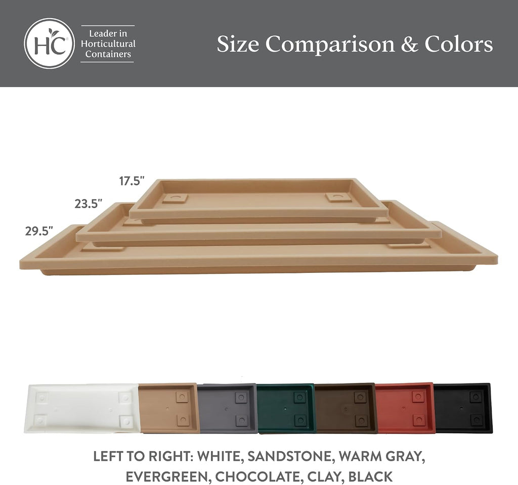 The HC Companies Venetian Rectangular Plant Tray - Lightweight Plastic Plant Saucer - Plant Drip Trays for Drainage