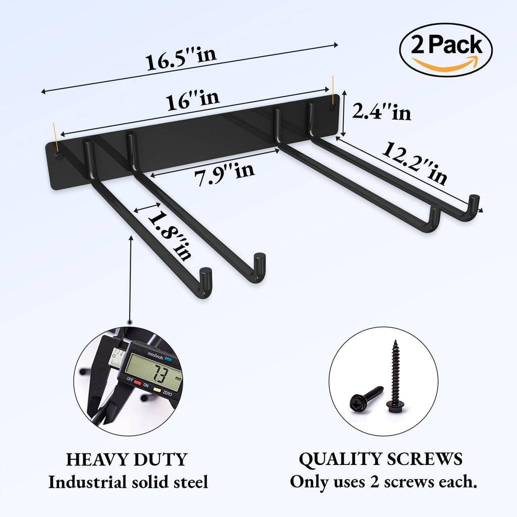 MOOMSINE Folding Chair Storage Rack for Garage, 2-Pack Heavy Duty Wall Mount Garden Tool Organizer, Utility Hooks for