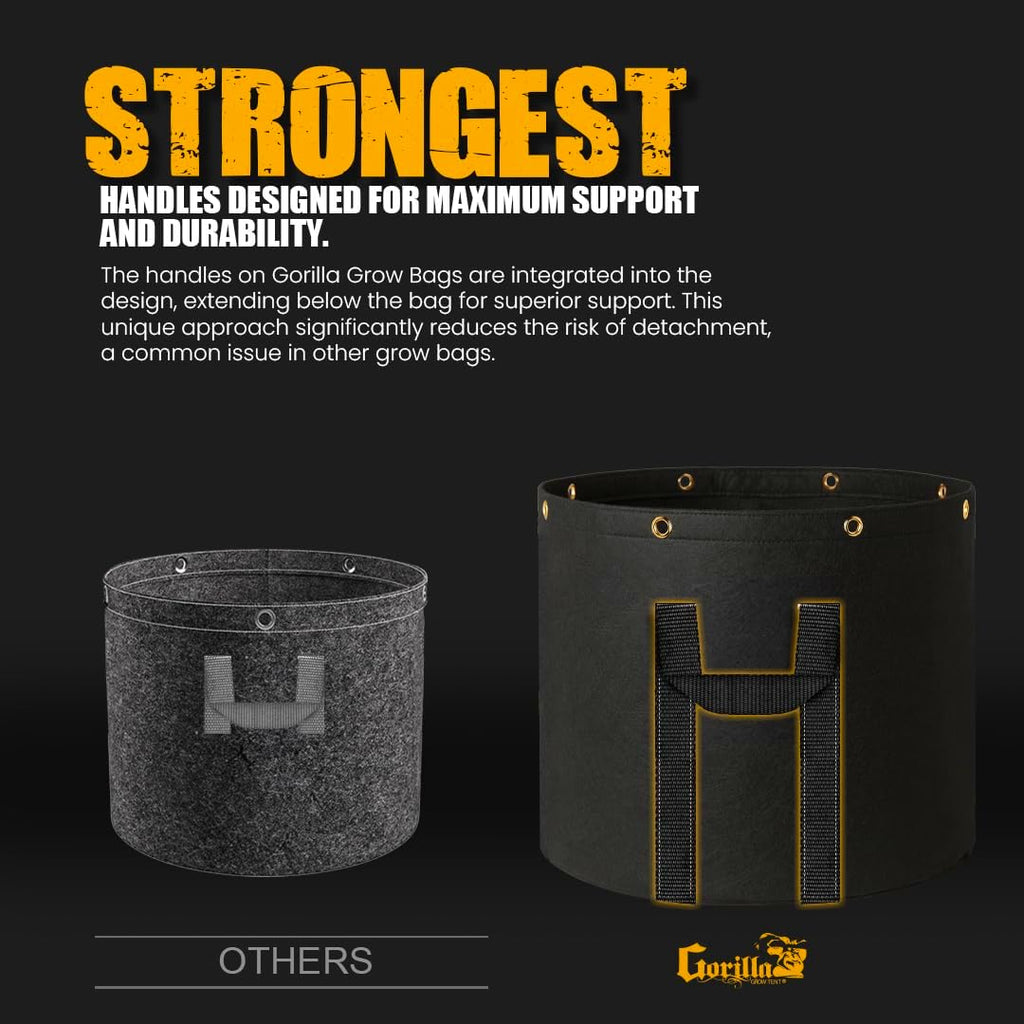 Gorilla 7 Gallon Grow Bags, Toughest Reusable Fabric Pots, Tallest True Gallon Sizes with Biggest Volume, Thickest 600g