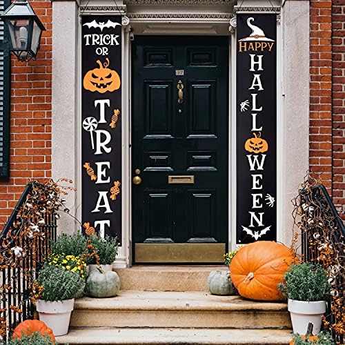 Halloween Porch Banners Pumpkin Trick or Treat Front Door Decorations